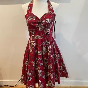 Hell Bunny Vixen sugar skulls halter dress- Small